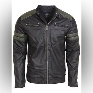 Buffalo David Bitton Men's Black and Green Leather Jacket